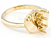 14k Yellow Gold 3-Stone Round Semi-Mount Ring