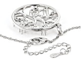 Rhodium Over Sterling Silver Pendant Semi-Mount With Chain
