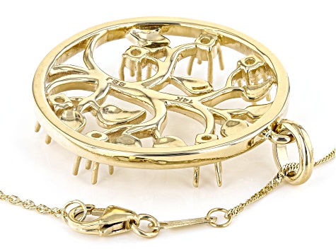 14k Yellow Gold Pendant Semi-Mount With Chain