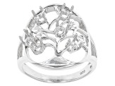 Rhodium Over Sterling Silver 3mm Round Semi-Mount Ring