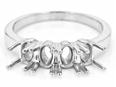 Rhodium Over Sterling Silver 6x4mm Oval 4-Stone Ring Semi-Mount