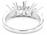 Rhodium Over Sterling Silver 6x4mm Oval 4-Stone Ring Semi-Mount