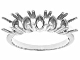Rhodium Over Sterling Silver 6x4mm Oval 5-Stone Ring Semi-Mount