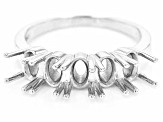 Rhodium Over Sterling Silver 6x4mm Oval 5-Stone Ring Semi-Mount
