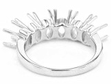 Rhodium Over Sterling Silver 6x4mm Oval 6-Stone Ring Semi-Mount
