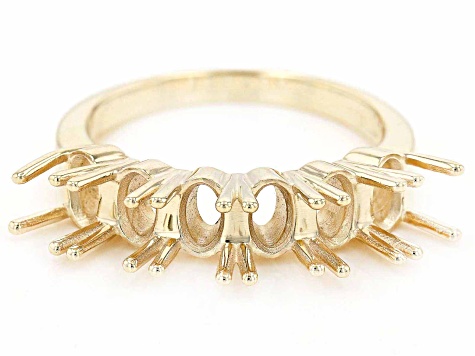 10k Yellow Gold 6x4mm Oval 6-Stone Ring Semi-Mount