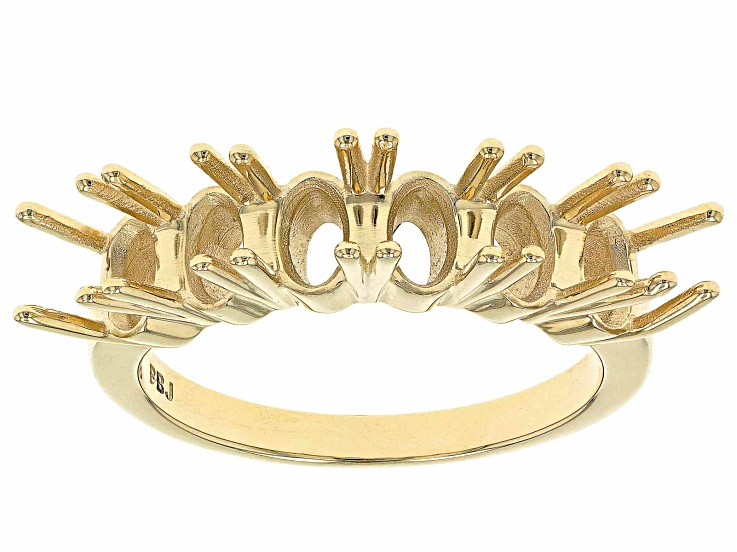 14k Yellow Gold 6x4mm Oval 6-Stone Ring Semi-Mount - BYJ111C | JTV.com