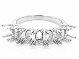 Rhodium Over Sterling Silver 6x4mm Oval 7-Stone Ring Semi-Mount
