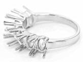 Rhodium Over Sterling Silver 6x4mm Oval 7-Stone Ring Semi-Mount