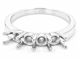 Rhodium Over Sterling Silver 4mm Round 4-Stone Ring Semi-Mount