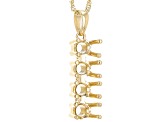 10k Yellow Gold 4mm Round 4-Stone Pendant Semi-Mount With Chain