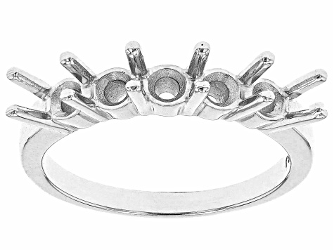 Rhodium Over Sterling Silver 4mm Round 5-Stone Ring Semi-Mount