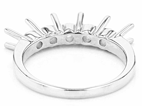 Rhodium Over Sterling Silver 4mm Round 5-Stone Ring Semi-Mount