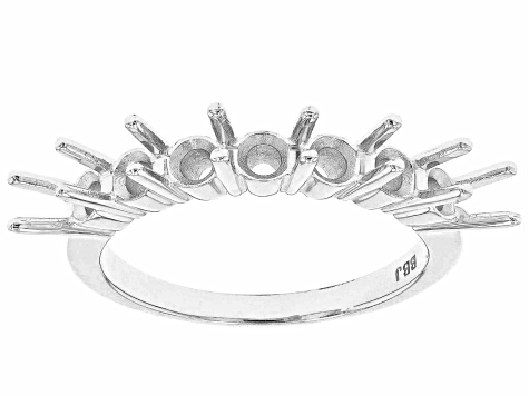 Rhodium Over Sterling Silver 4mm Round 7-Stone Ring Semi-Mount