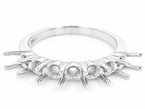 Rhodium Over Sterling Silver 4mm Round 7-Stone Ring Semi-Mount