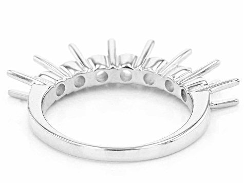 Rhodium Over Sterling Silver 4mm Round 7-Stone Ring Semi-Mount