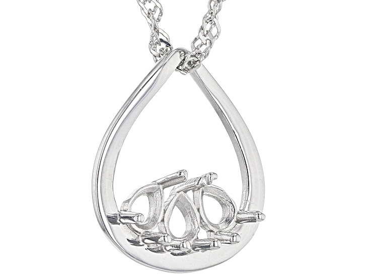 Sterling Silver Pearl Swirled Cage Pendant Setting Line / 16 in.