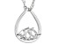 Rhodium Over Sterling Silver 3-Stone 4x3mm Pear Pendant Semi-Mount With Chain