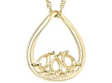 10k Yellow Gold 3-Stone 4x3mm Pear Pendant  Semi-Mount With Chain