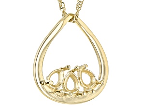 14k Yellow Gold 3-Stone 4x3mm Pear Pendant Semi-Mount With Chain
