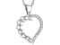 Rhodium Over Sterling Silver 3mm Round 7-Stone Heart Pendant Semi-Mount With Chain 0.14ctw