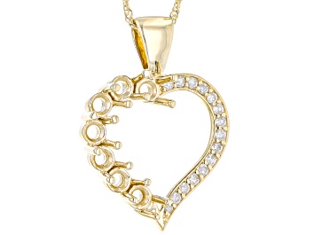Picture of 10k Yellow Gold 7-Stone Heart Pendant Semi-Mount With Chain 0.14ctw