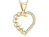 10k Yellow Gold 7-Stone Heart Pendant Semi-Mount With Chain 0.14ctw