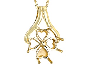 14k Yellow Gold 5mm Heart 4-Stone Pendant Semi-Mount With Chain