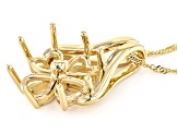 14k Yellow Gold 5mm Heart 4-Stone Pendant Semi-Mount With Chain