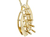 14k Yellow Gold 3.5mm Round 4-Stone Pendant Semi-Mount With Chain