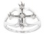 Rhodium Over Sterling Silver 2mm Round 4-Stone Cross Ring Semi-Mount With White Diamond 0.01ct