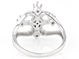 Rhodium Over Sterling Silver 2mm Round 4-Stone Cross Ring Semi-Mount With White Diamond 0.01ct