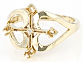 10k Yellow Gold 2mm Round 4-Stone Cross Ring Semi-Mount With 0.01ct White Diamond