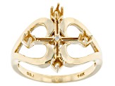 14k Yellow Gold 2mm Round 4-Stone Cross Ring Semi-Mount With 0.01ct White Diamond