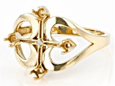 14k Yellow Gold 2mm Round 4-Stone Cross Ring Semi-Mount With 0.01ct White Diamond