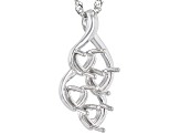 Rhodium Over Sterling Silver 4mm Heart 4-Stone Pendant Semi-Mount With Chain