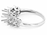 Rhodium Over Sterling Silver Round 5-Stone Ring Semi-Mount With 0.30ctw White Diamonds