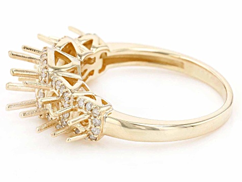 10k Yellow Gold Round 5-Stone Ring Semi-Mount With 0.30ctw White Diamonds