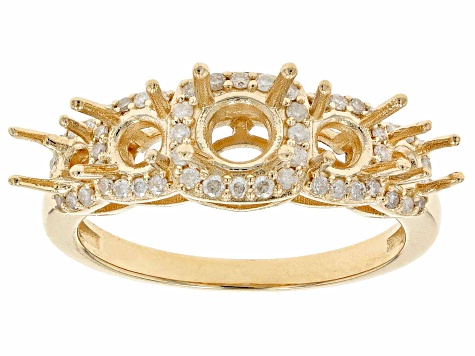 14k Yellow Gold Round 5-Stone Ring Semi-Mount With 0.30ctw White Diamonds