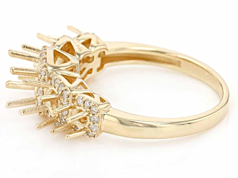 14k Yellow Gold Round 5-Stone Ring Semi-Mount With 0.30ctw White Diamonds