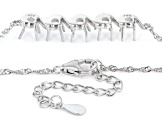 Rhodium Over Sterling Silver 4mm Round 5-Stone Wave Bar Necklace Semi-Mount