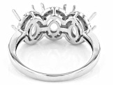 Rhodium Over Sterling Silver 7x5mm Oval 3-Stone Ring Semi-Mount 0.32ctw