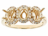 10k Yellow Gold 7x5mm Oval 3-Stone Ring Semi-Mount 0.32ctw