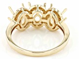 10k Yellow Gold 7x5mm Oval 3-Stone Ring Semi-Mount 0.32ctw