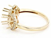 14k Yellow Gold 7x5mm Oval 3-Stone Ring Semi-Mount 0.32ctw