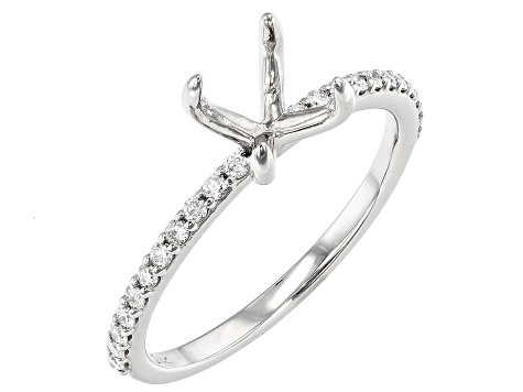 Rhodium Over 14K White Gold 6mm Round Ring Semi-Mount With White Diamond Accent