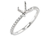 Rhodium Over 14K White Gold 6mm Round Ring Semi-Mount With White Diamond Accent