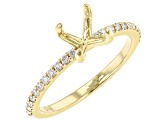 14K Yellow Gold 6.5mm Round Ring Semi-Mount With White Diamond Accent