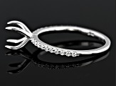 Rhodium Over 14K White Gold 6.5mm Round Ring Semi-Mount With White Diamond Accent