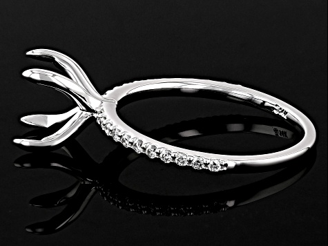 Rhodium Over 14K White Gold 7x5mm Oval Ring Semi-Mount With White Diamond Accent